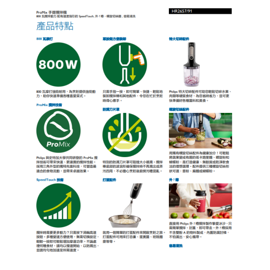 PHILIPS 飛利浦 HR2657/91 手提攪拌機