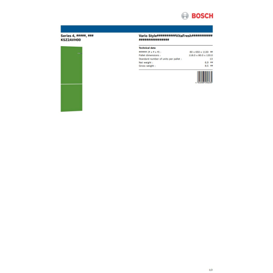 BOSCH 博世 KVN36IH3FK 雙門雪櫃 (青檸綠)